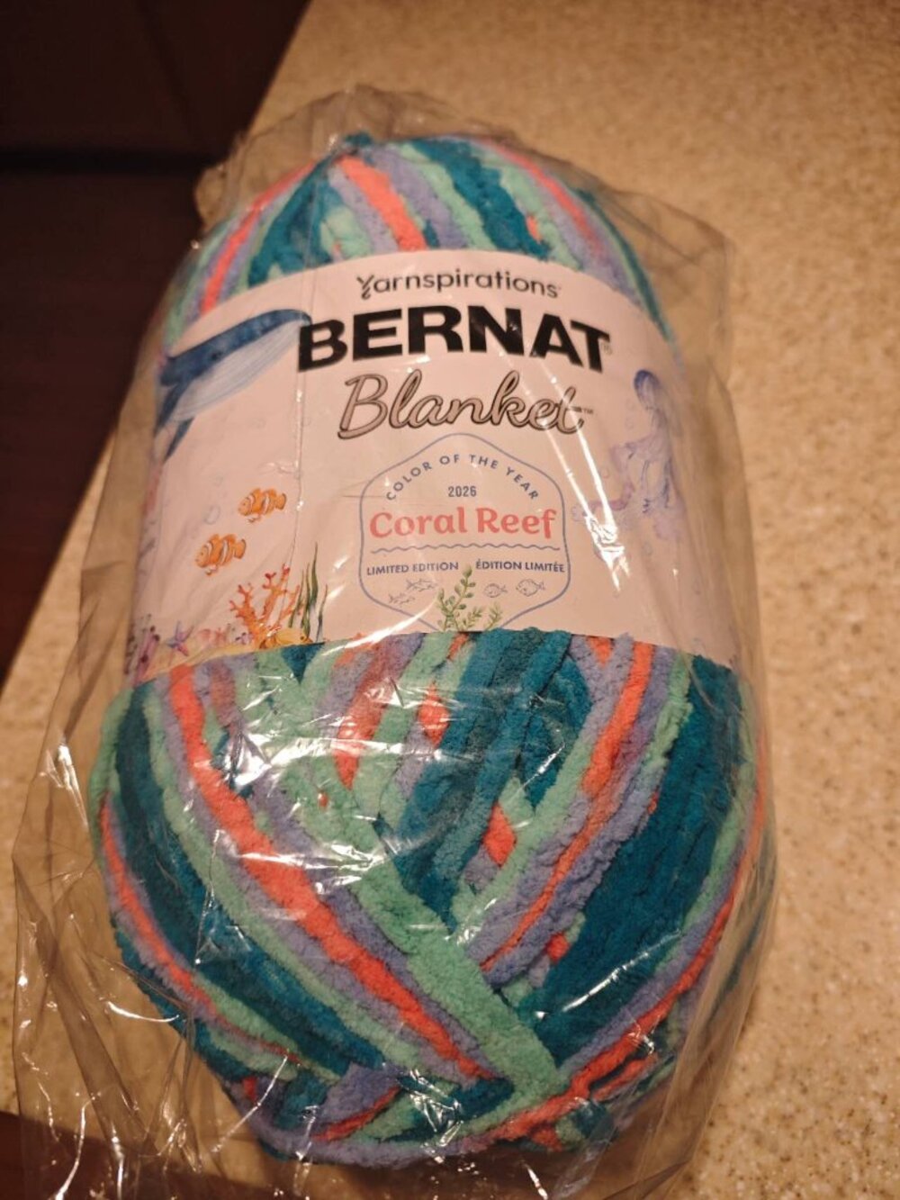 Bernat Blanket Color of the Year Yarn in Coral Reef Limited Edition 35oz 1000g
